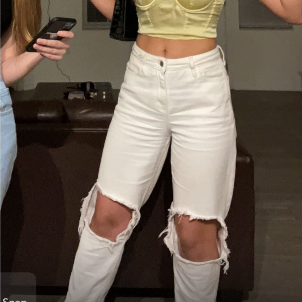 Hollister white straight jeans